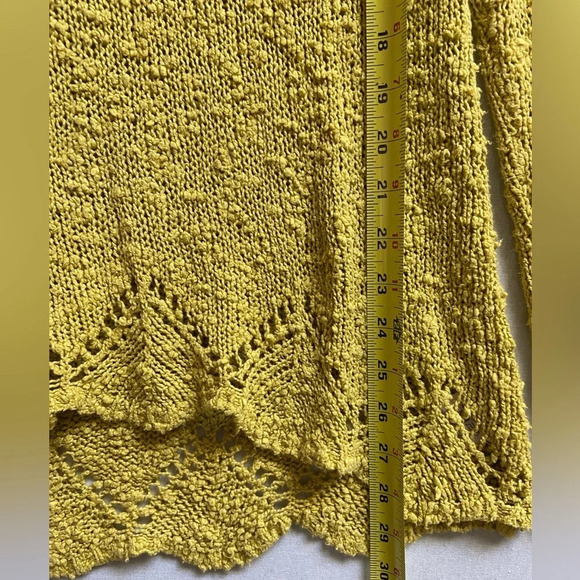 Anthropologie Yellow Bird Peaked Pointelle V-Neck knit  Sweater Sz S - Picture 6 of 13